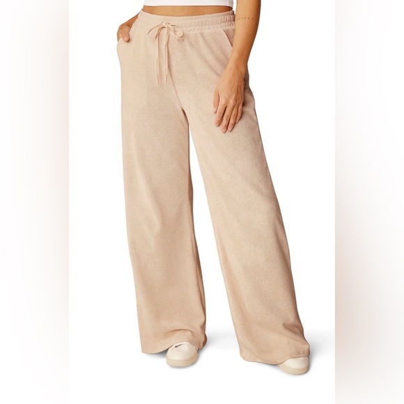 Beyond Yoga Pants - New! Beyond Yoga Tropez Pull On Wide Leg Terry Cloth Pant Active Lounge Comfort